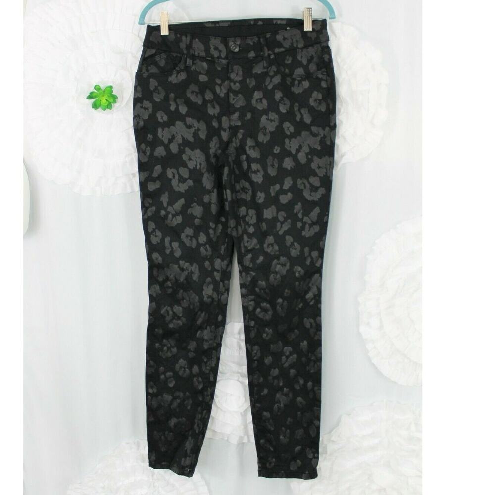 Chico's Straight Leg Pants Leopard Animal Print Black Women's 0.5 Size 6